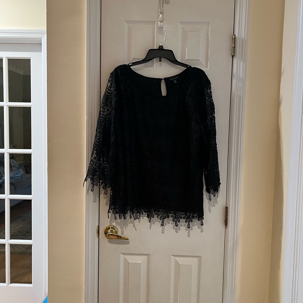 Adiva Black Lace Blouse Plus Size